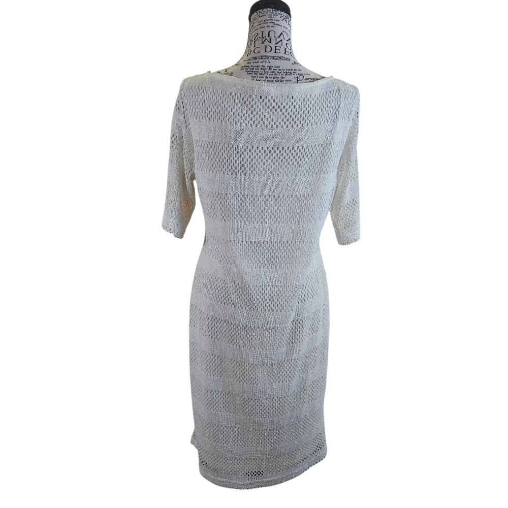 Cream Knit Midi Crochet Dress - Picture 4 of 8